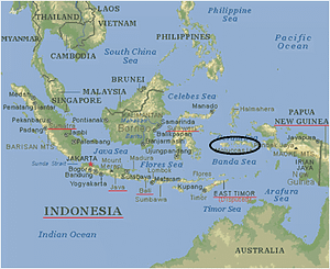 Posizione sulla mappa dell'isola di Buru, Maluku