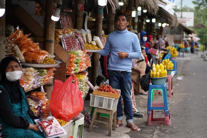 बाली सेंट्रल हाइलैंड बेडुगुल इंस्टेंट कर्मा पत्रिका यात्रा माइंडफुल कैंडी कुनिंग कैंडिकुनिंग बाजार का अन्वेषण करें